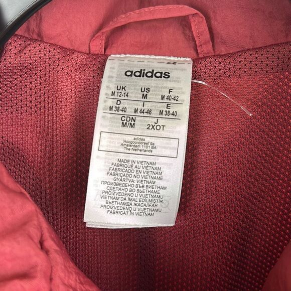 Adidas Big Logo Colorblock Jacket Windbreaker Sz Medium Orange Red Pink Black - Picture 2 of 12